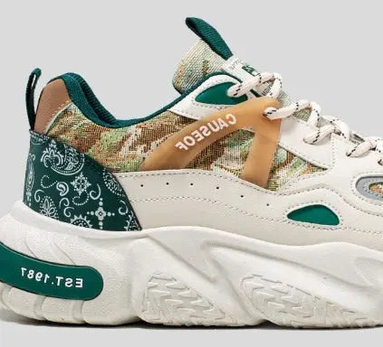 Men's Patterned PU Shoes with Platform Sole