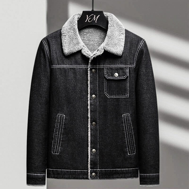 Calvin Denim Jacket with Sherpa Lining for a Comfortable and Elegant Style