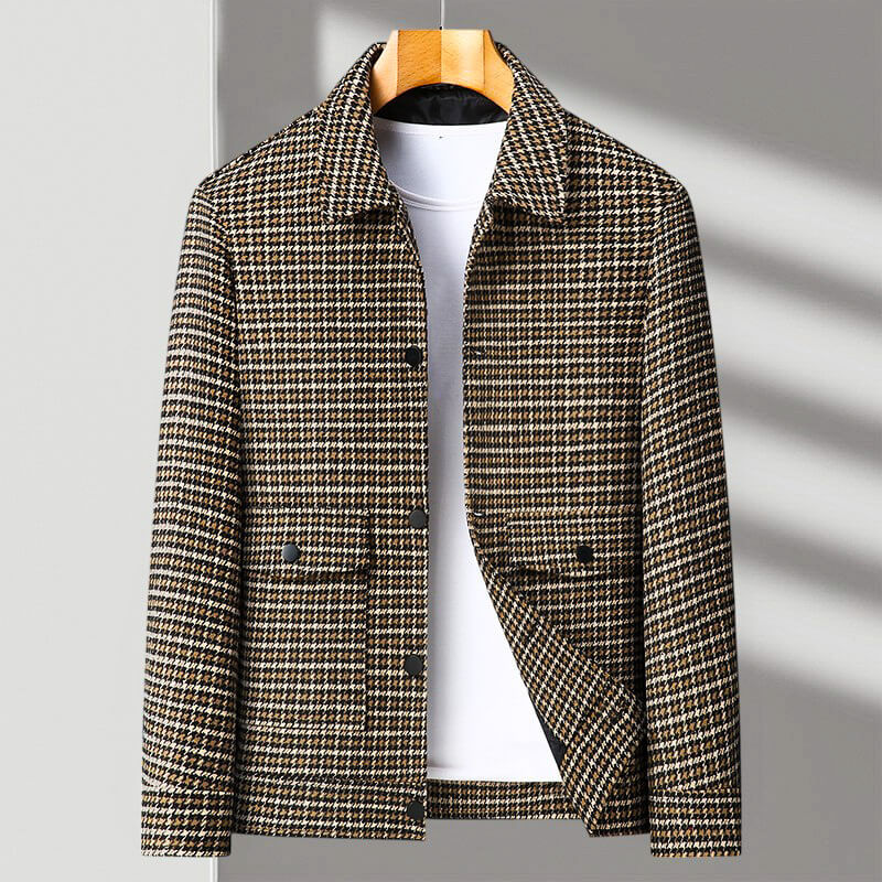 Malcolm Checkered Wool Men's Jacket - Elegant and Comfortable Coat