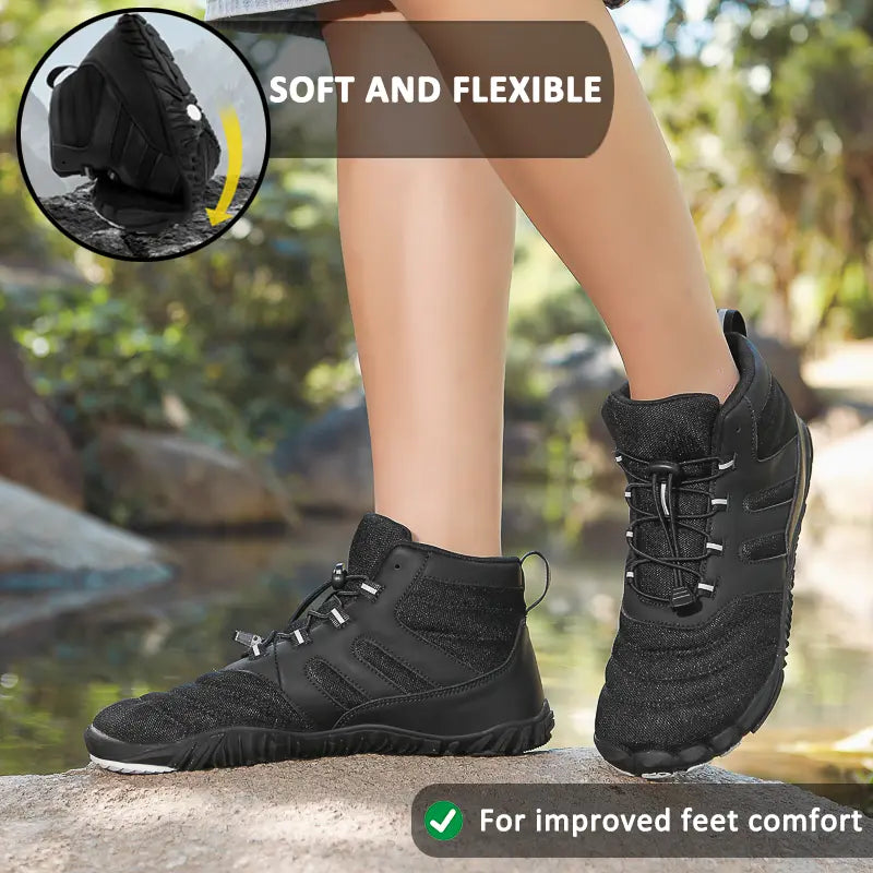 Warm winter boots for women - non-slip comfort and minimalist barefoot design