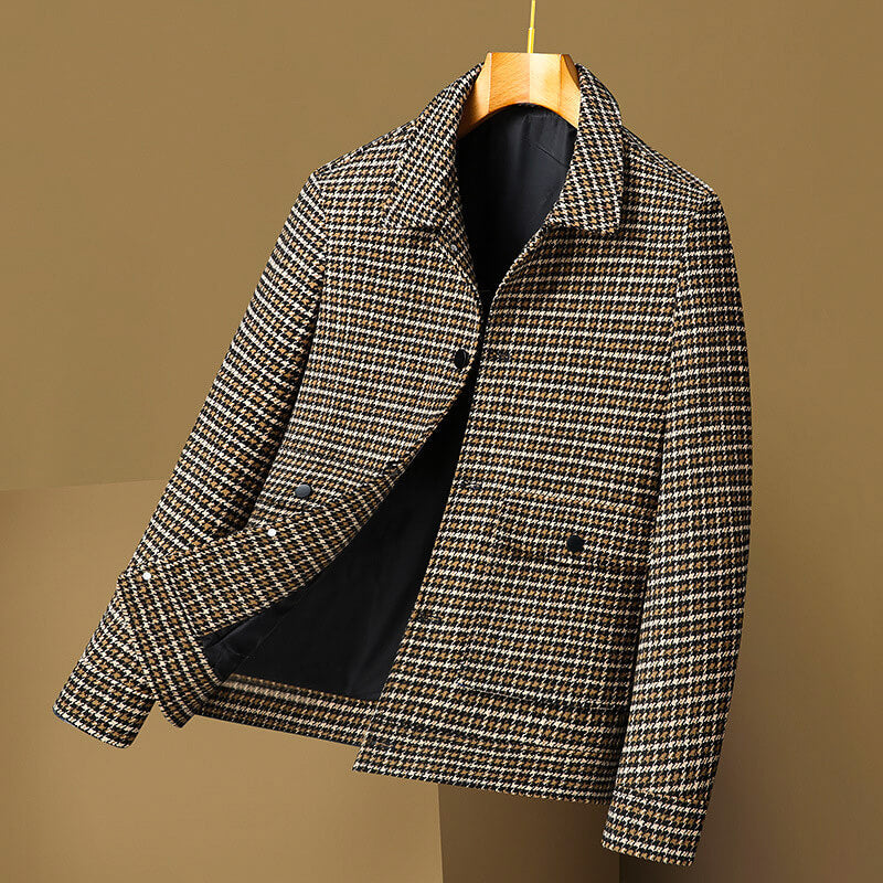 Malcolm Checkered Wool Men's Jacket - Elegant and Comfortable Coat