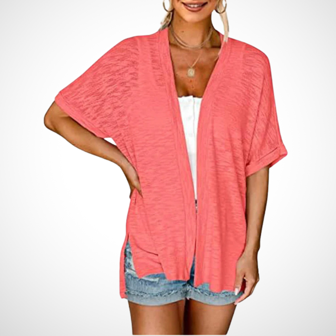 Effortlessly Chic Flowy Short-Sleeve Cardigan