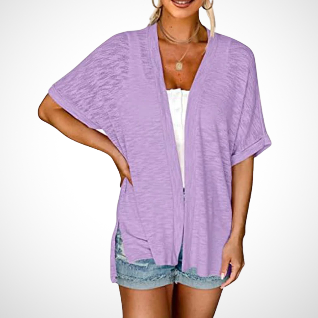 Effortlessly Chic Flowy Short-Sleeve Cardigan