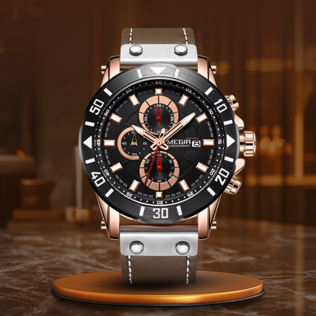 Elegant Leather Strap Quartz Watch