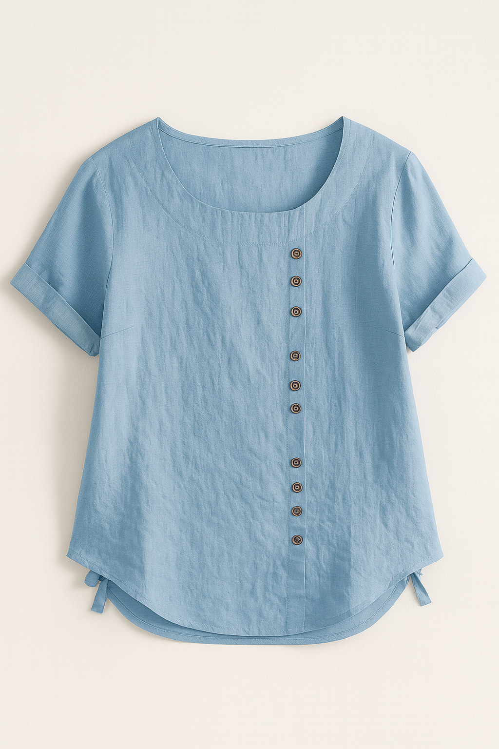 Ladies' Linen Button-Front Blouse - Lightweight, Breathable and Elegant