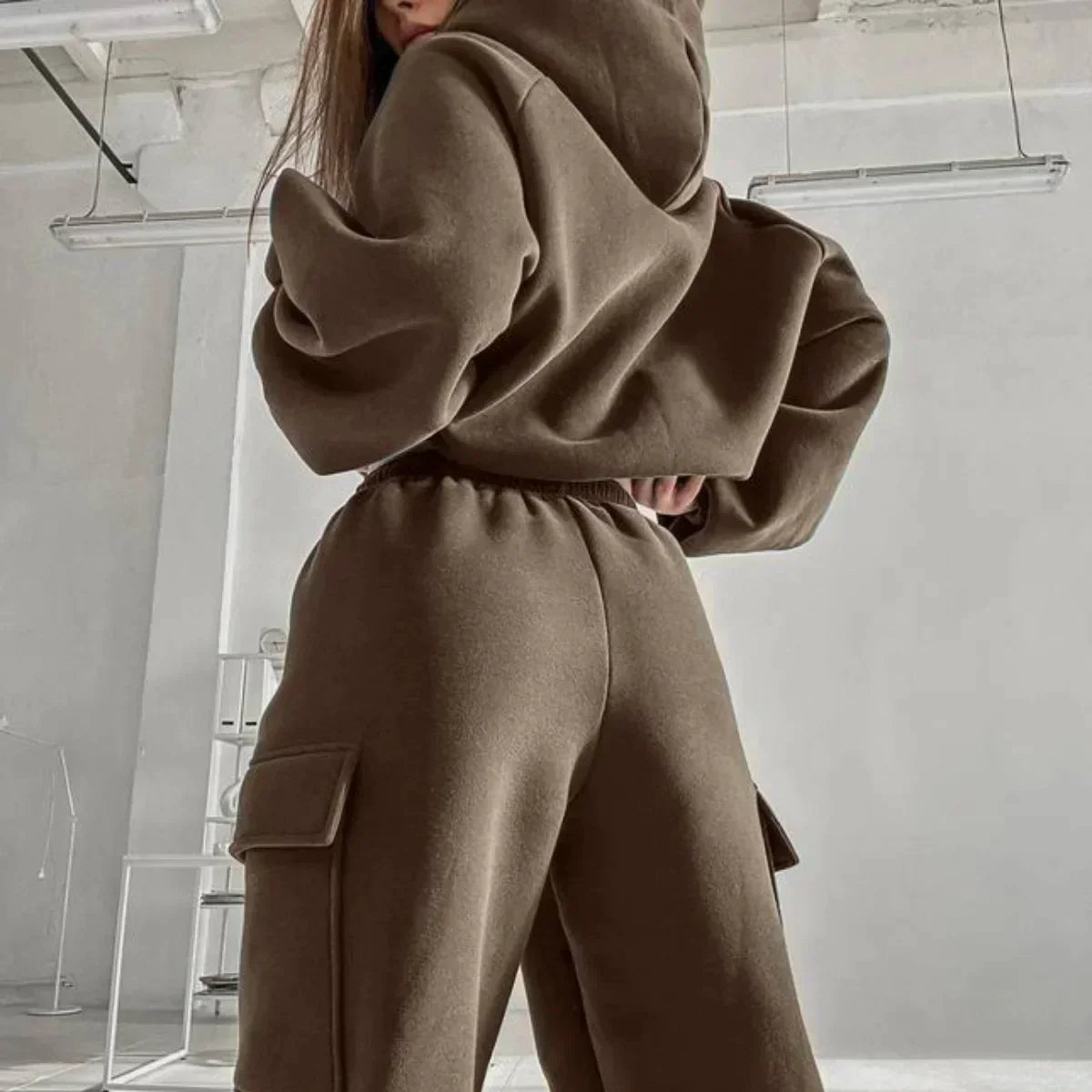 Jasmine Women's Set: Comfortable Cargo Pocket Hoodie & Jogger Pants for Stylish Comfort