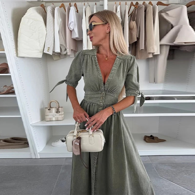 Clarina | Dress with Deep V-Neck and Slit 1