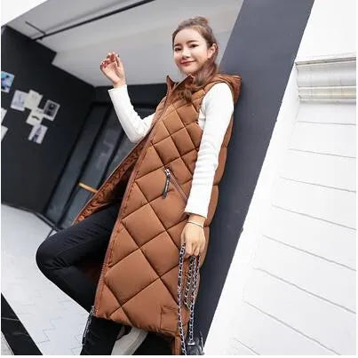 Daisy | Women's Cozy Winter Long Quilted Hooded Vest for Warmth and Style