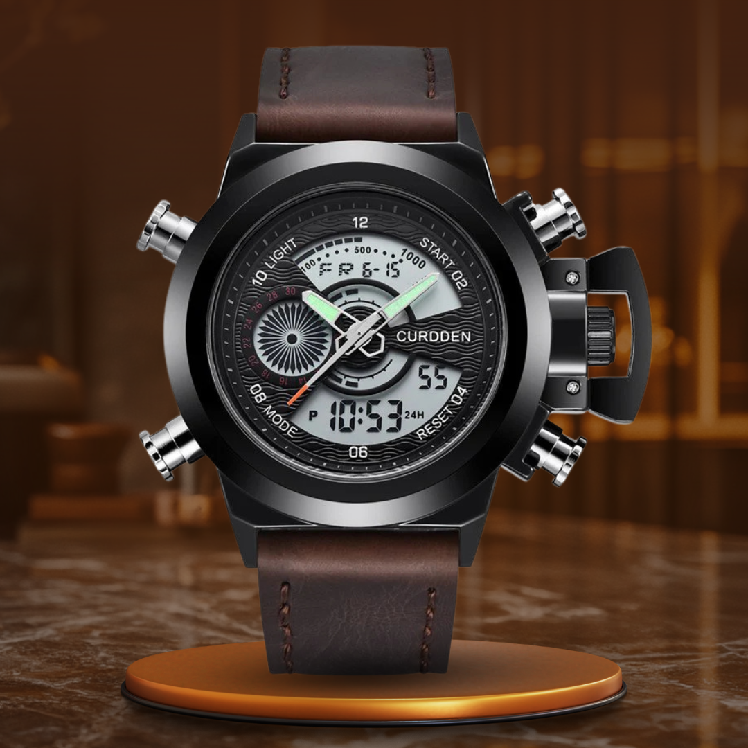 Double Time Zone Chronograph Watch - Elegant Style and Functionality