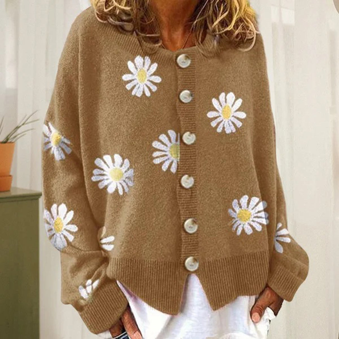 Margaret Damen Floral Pattern Button Cardigan for Relaxed Fit in Winter