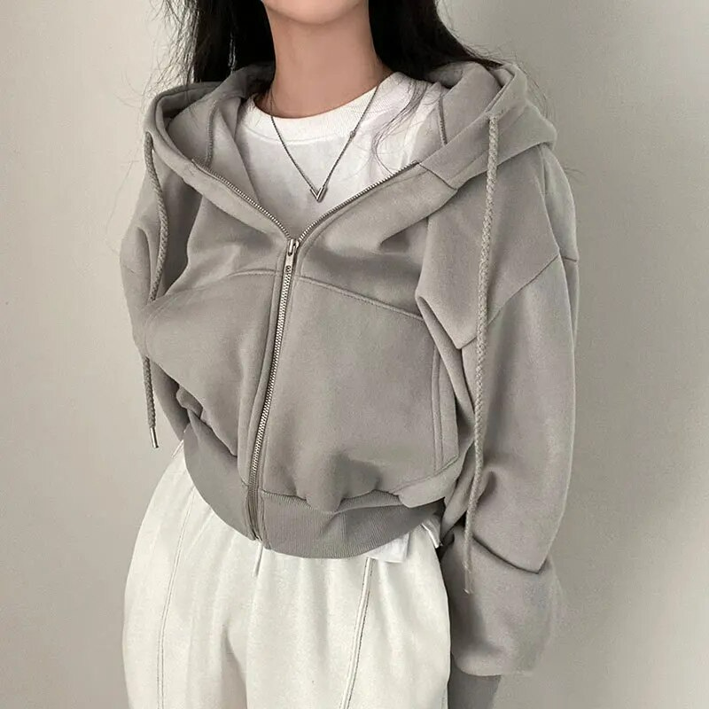 Women's Cropped Hoodie Zip Top