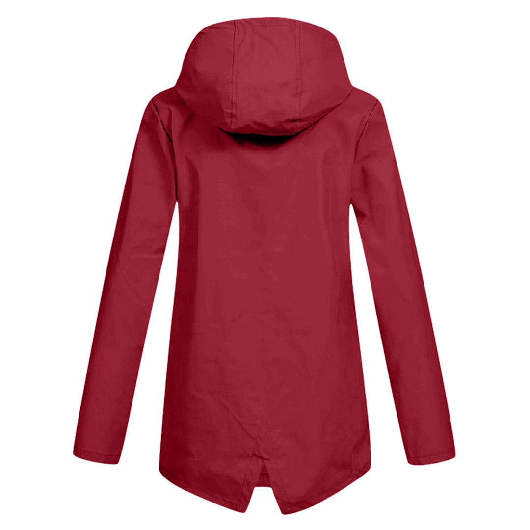 Long Hooded Waterproof Jacket for Women, Ideal for Winter