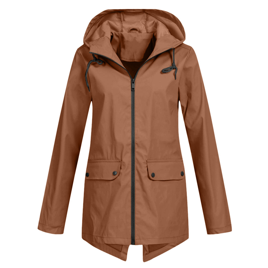 Long Hooded Waterproof Jacket for Women, Ideal for Winter