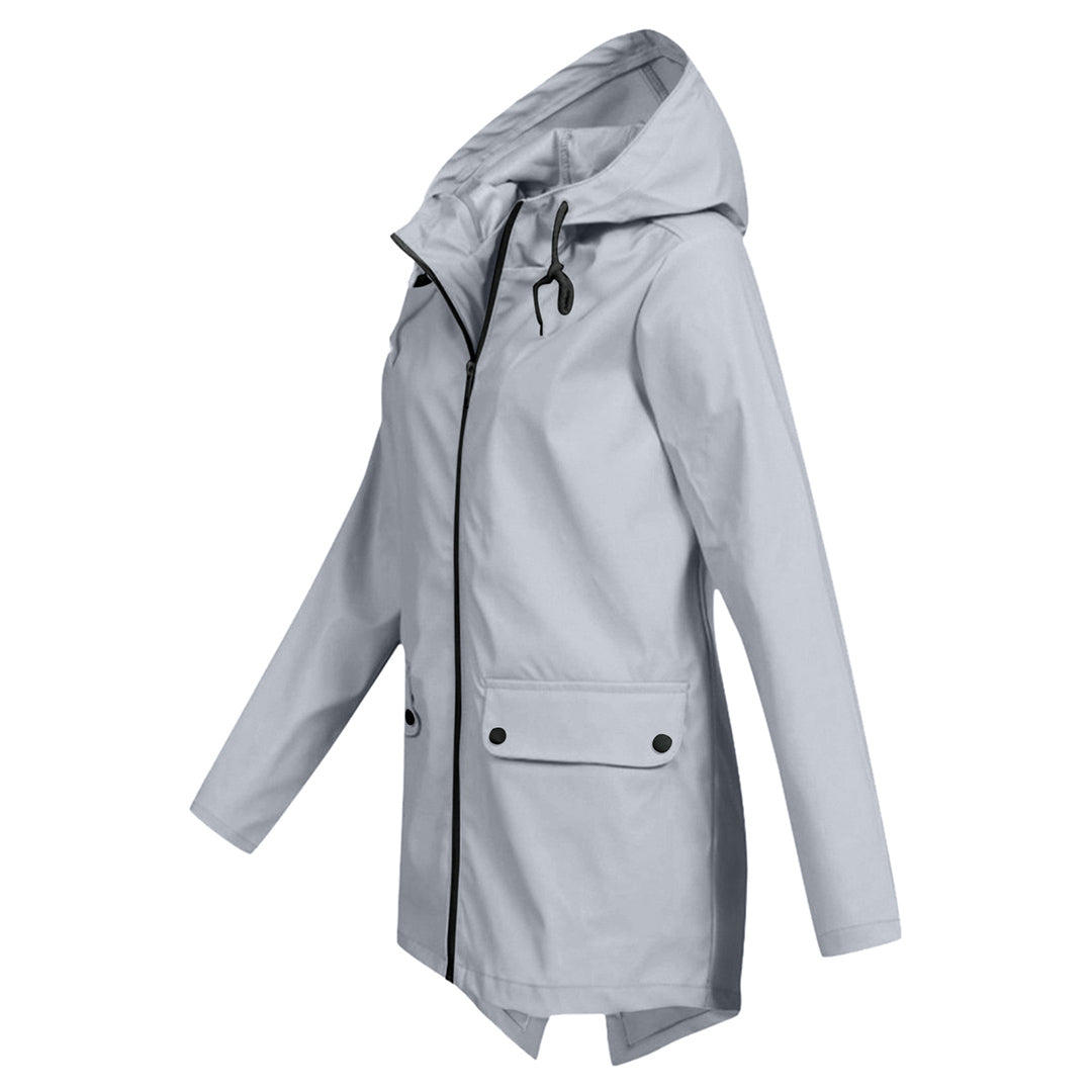 Long Hooded Waterproof Jacket for Women, Ideal for Winter