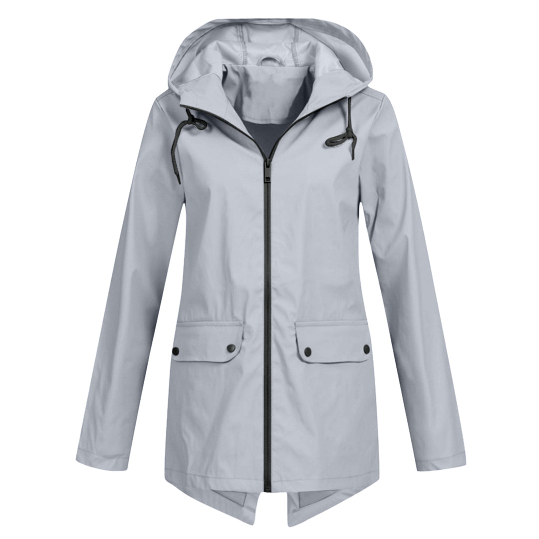 Long Hooded Waterproof Jacket for Women, Ideal for Winter