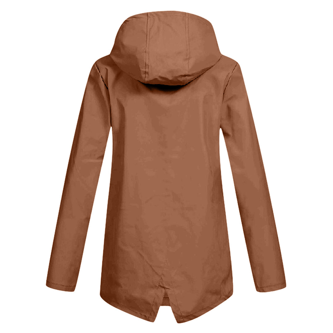 Long Hooded Waterproof Jacket for Women, Ideal for Winter