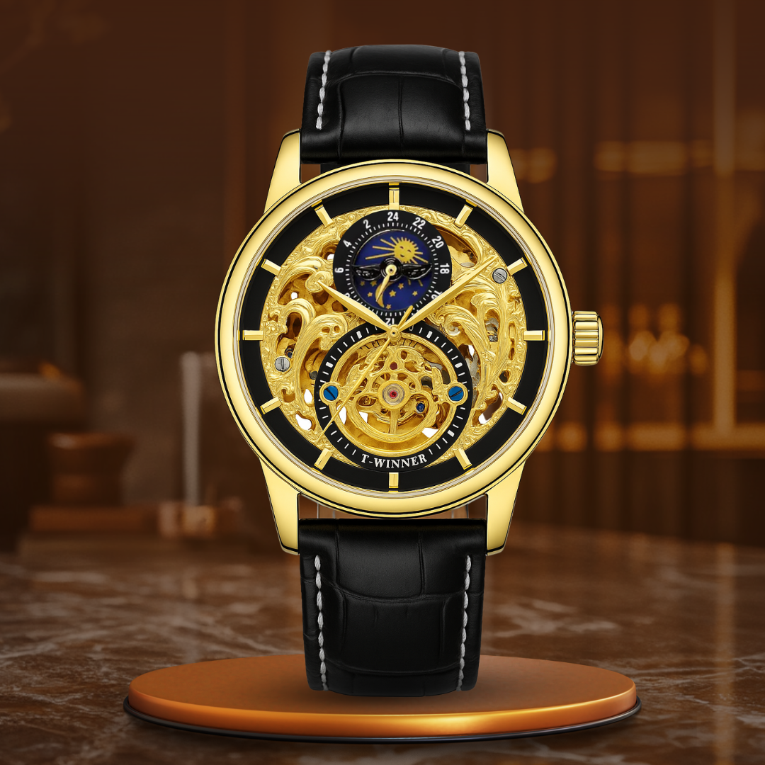 Skeleton Automatic Watch with Moon Phases
