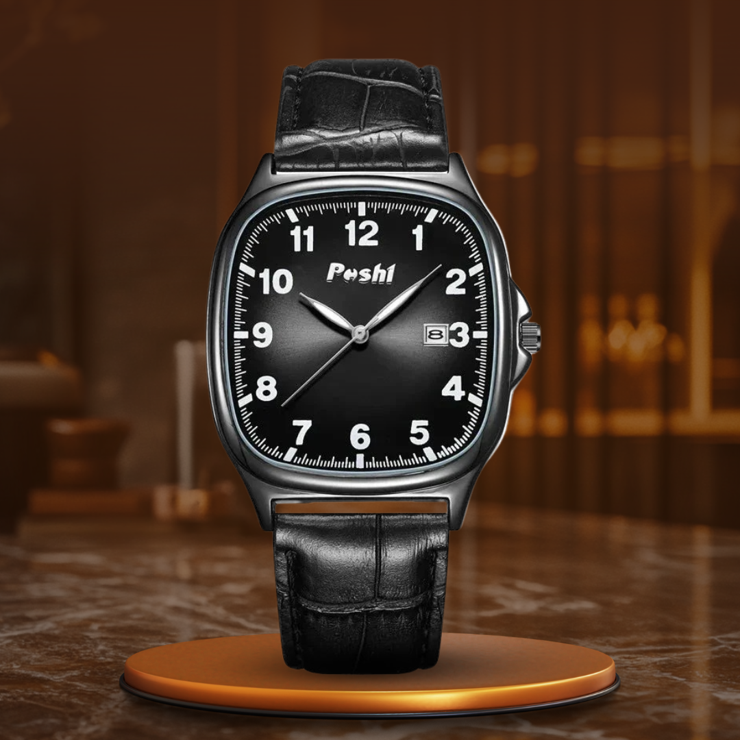 Elegant Quartz Watch with Fashion Leather Strap
