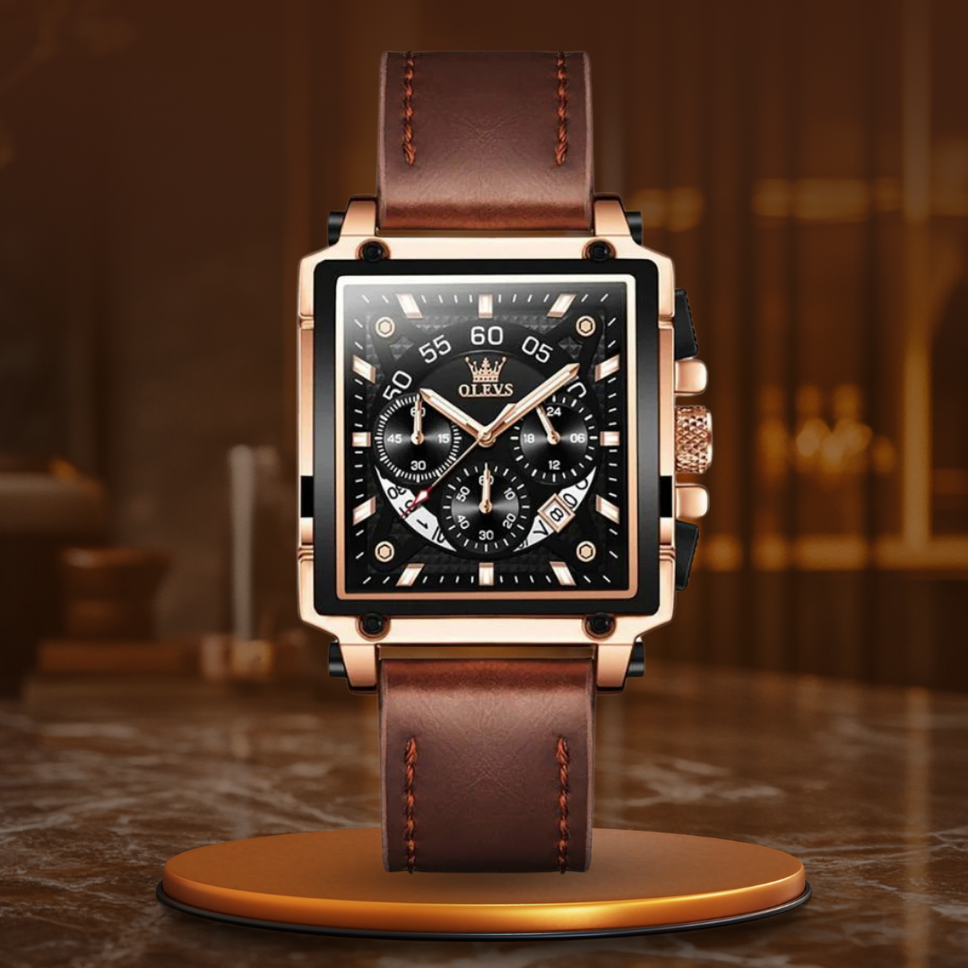 Elegant chronograph watch with square dial for a sophisticated style