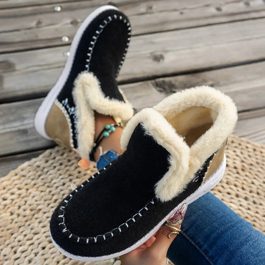 Women's Faux Fur Lined Ankle Shoes – Chic and Cozy Comfort