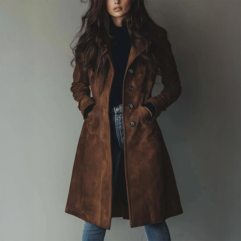 Stasia - Elegant Vintage Leather Trench Coat