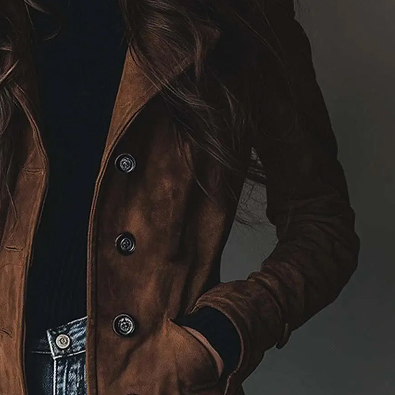 Stasia - Elegant Vintage Leather Trench Coat