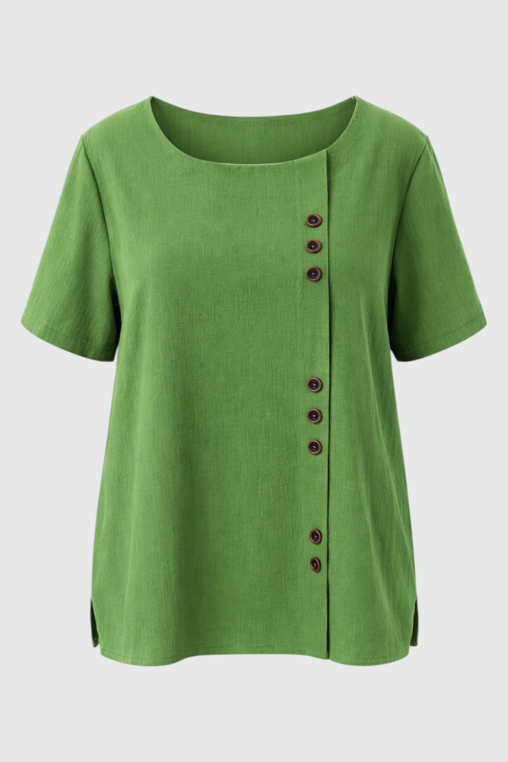 Elegant Women's Linen Blouse with Button-Front Closure