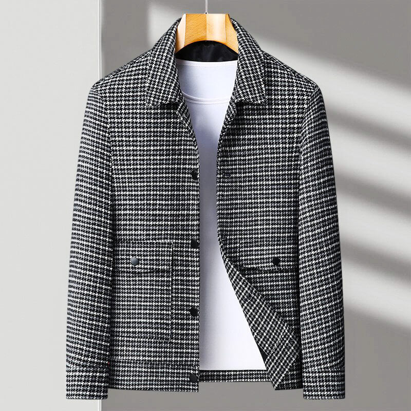 Malcolm Checkered Wool Men's Jacket - Elegant and Comfortable Coat