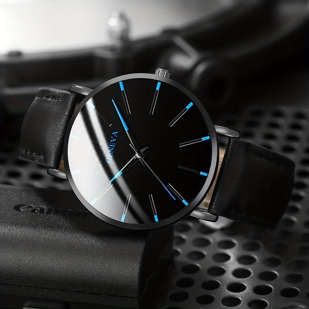 Luxurious Leather Quartz Watch and Bracelet Set for Enjoyment