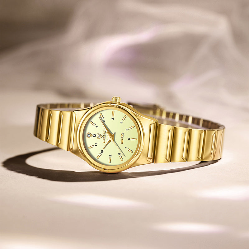 Elegant Couple Wristwatch with Silver Tone