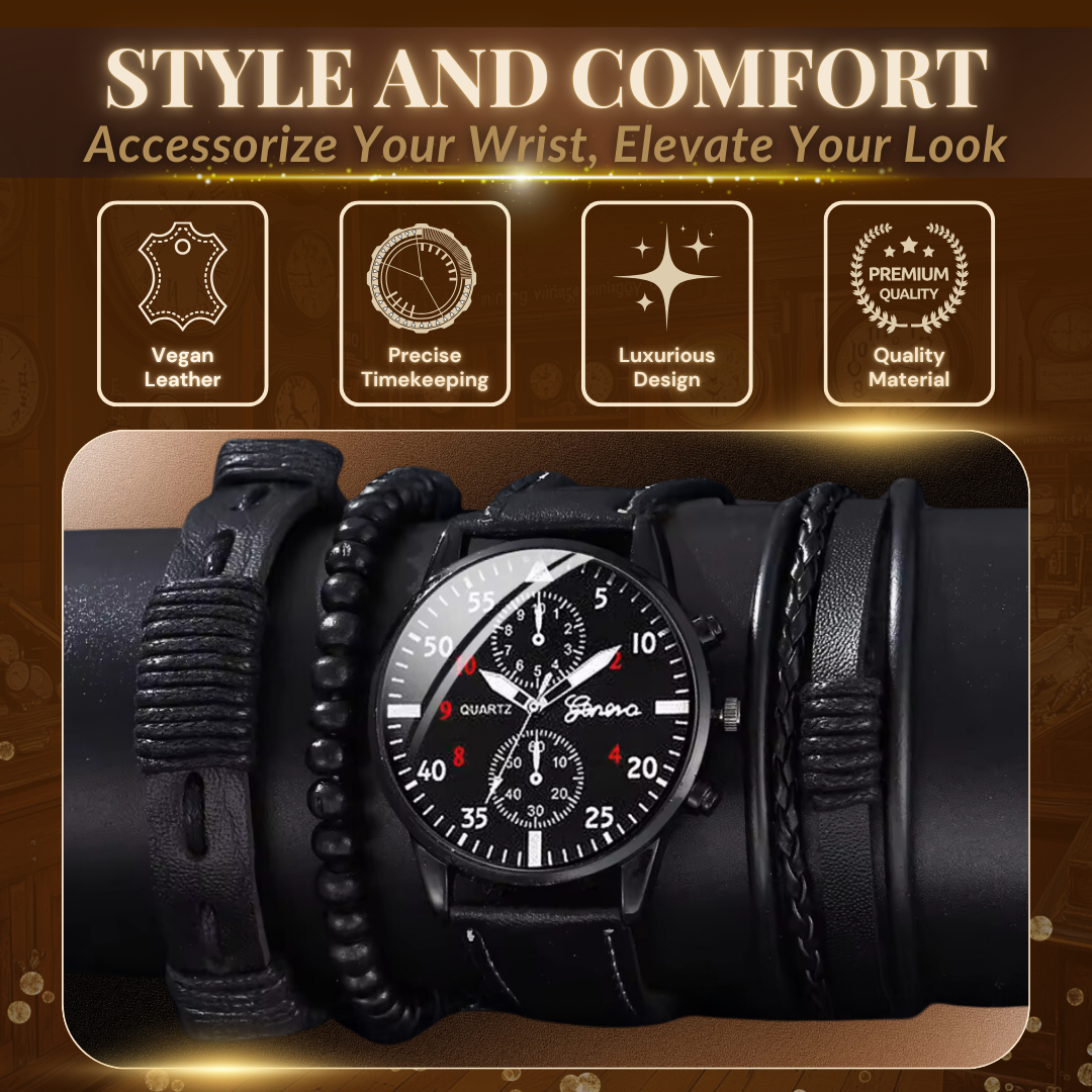 Set of 4 Fashion Watches and Elegant Bracelets