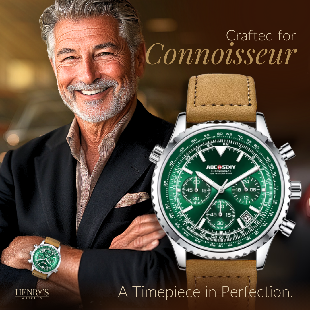 Men's watch strap with luxury chronograph function