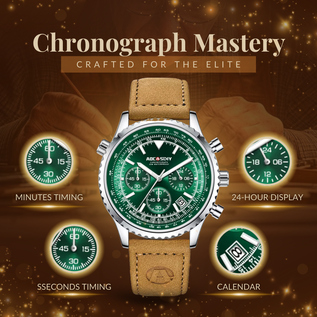 Men's watch strap with luxury chronograph function