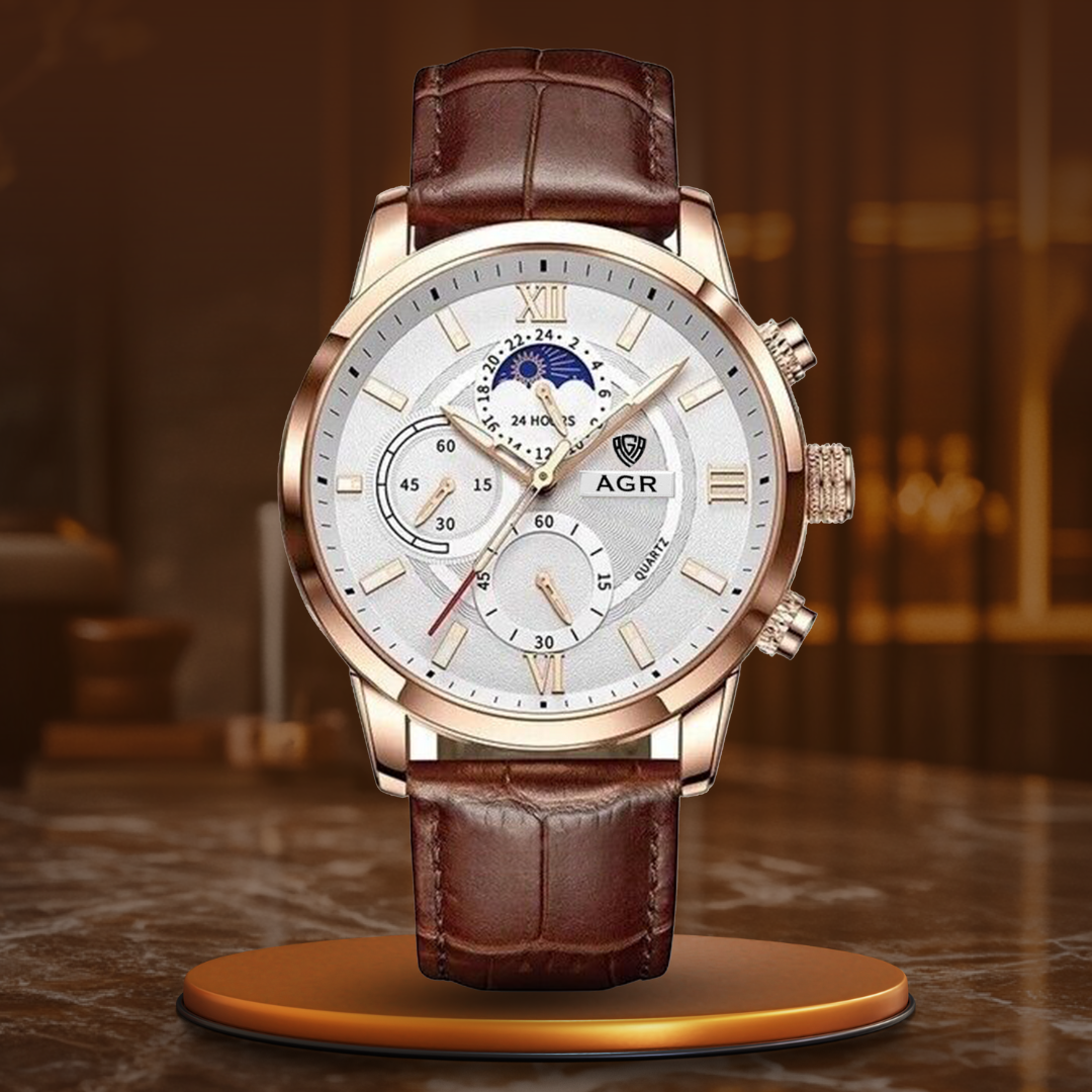 Luxury Leather Watch with Quartz Movement