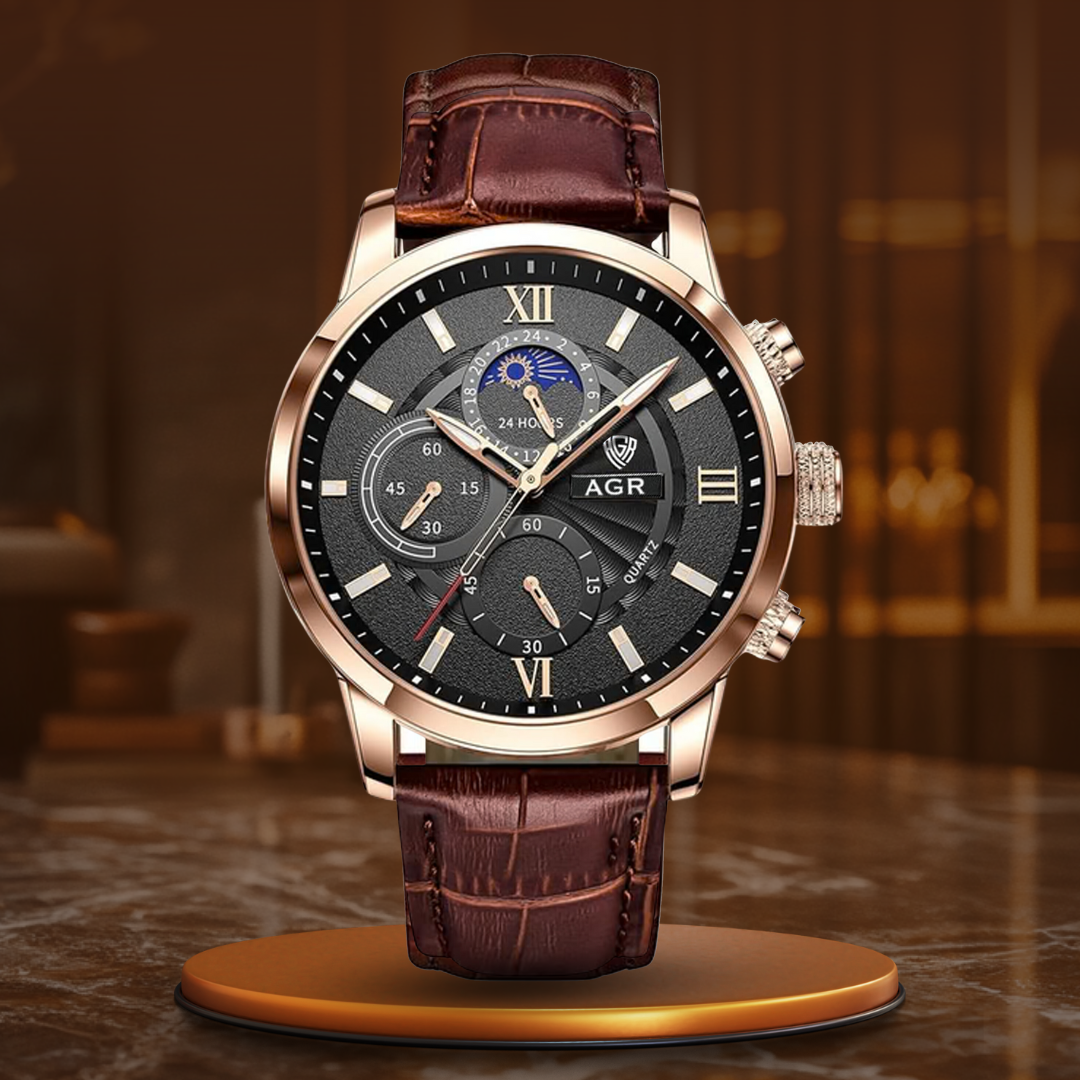 Luxury Leather Watch with Quartz Movement