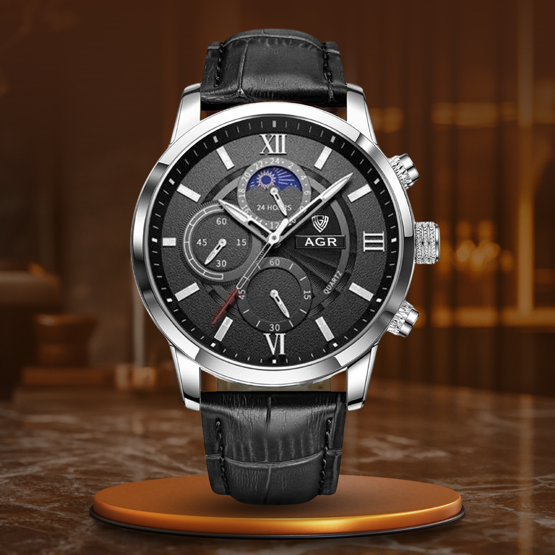Luxury Leather Watch with Quartz Movement