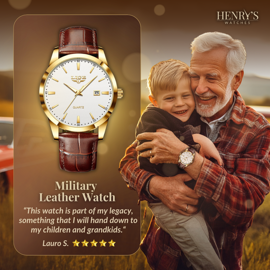 Elegant and durable military leather watch