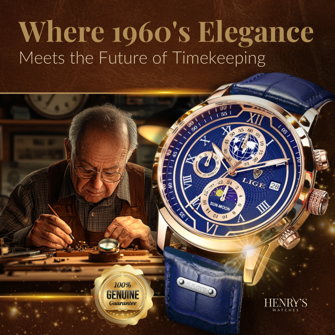 Elegant Chronograph Watch with Premium Leather Strap