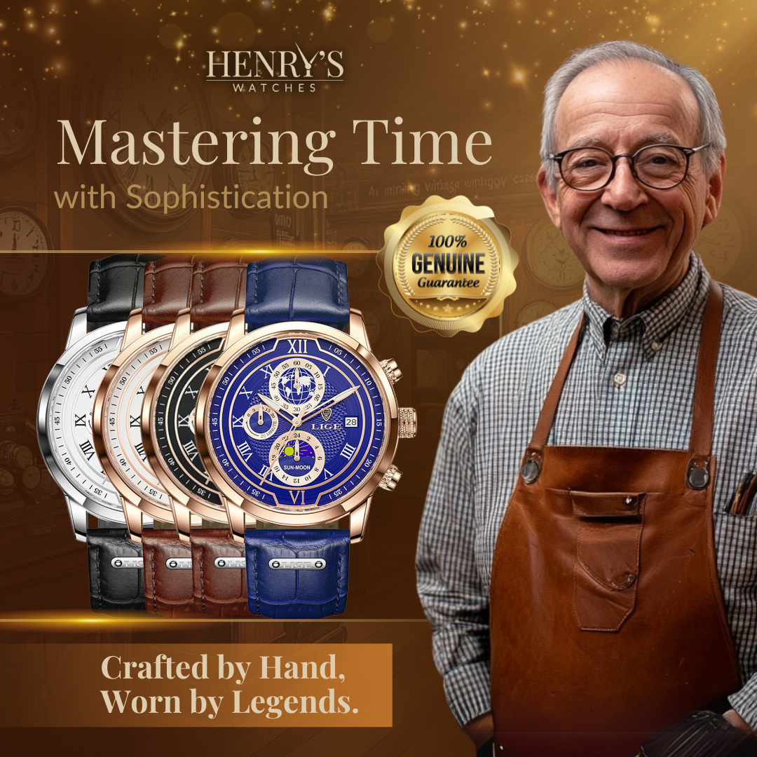 Elegant Chronograph Watch with Premium Leather Strap