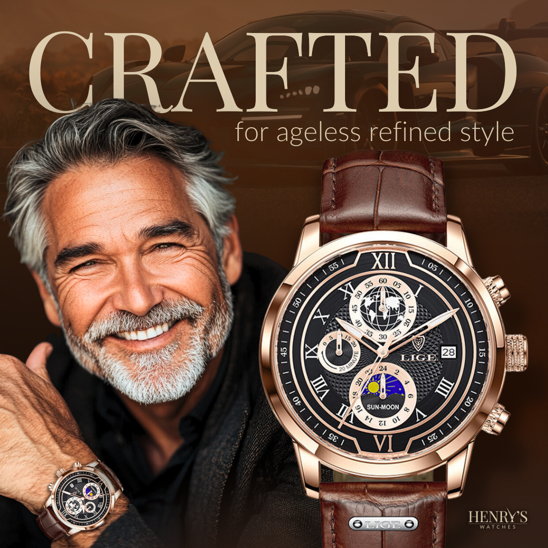 Elegant Chronograph Watch with Premium Leather Strap