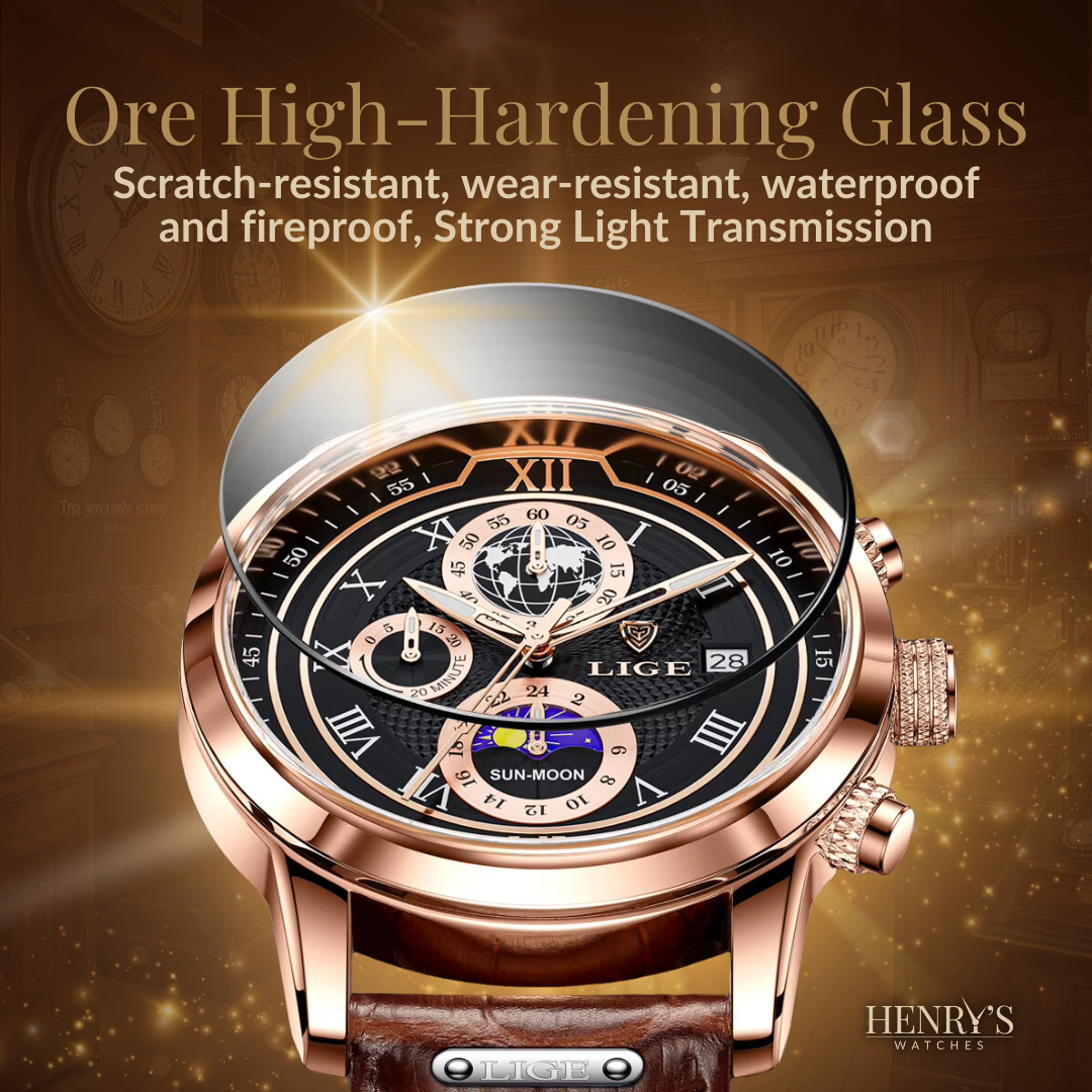 Elegant Chronograph Watch with Premium Leather Strap