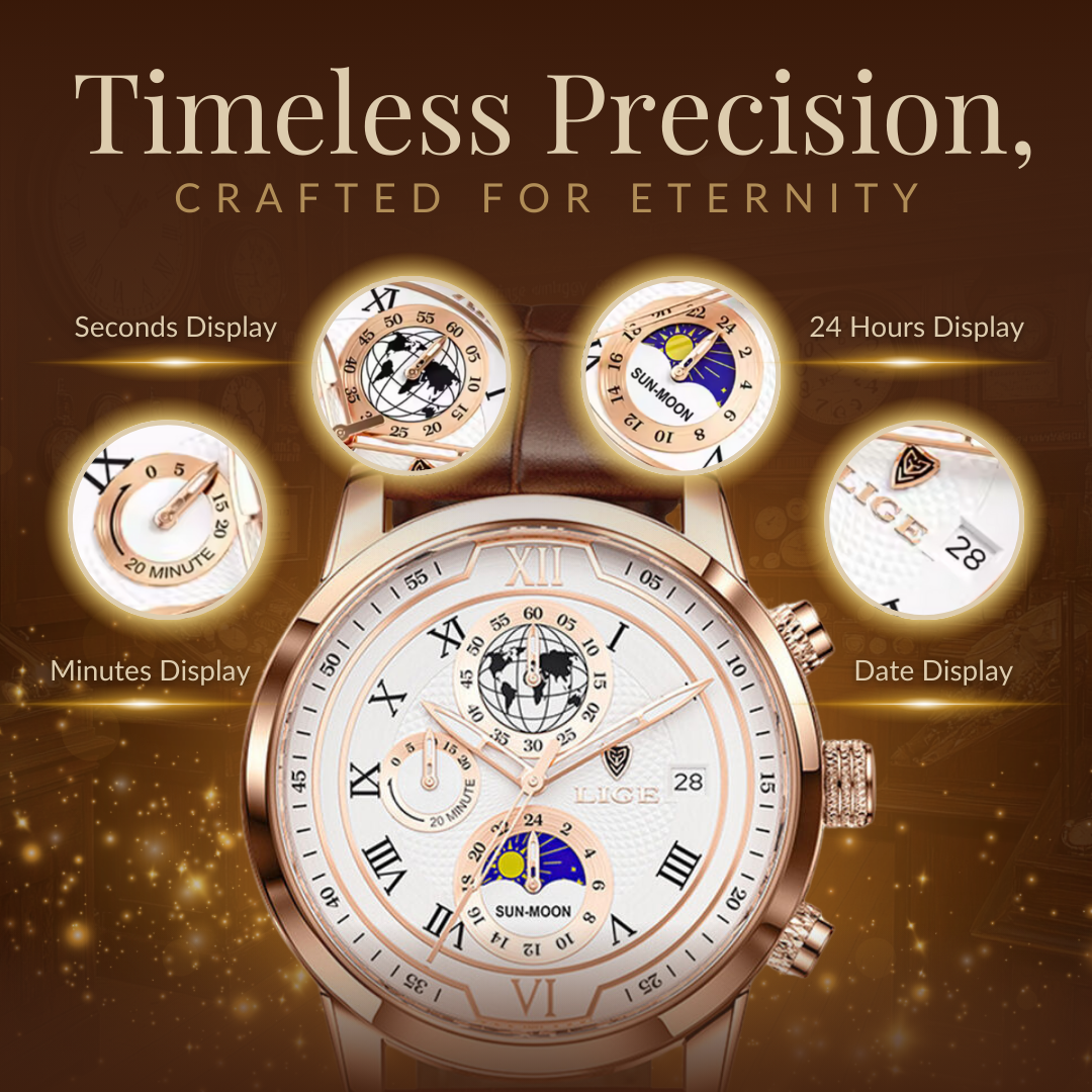 Elegant Chronograph Watch with Premium Leather Strap