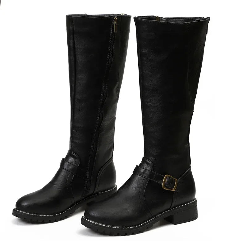 Stylish High Biker Boots for Women – Edgy Design with Oversized Heel