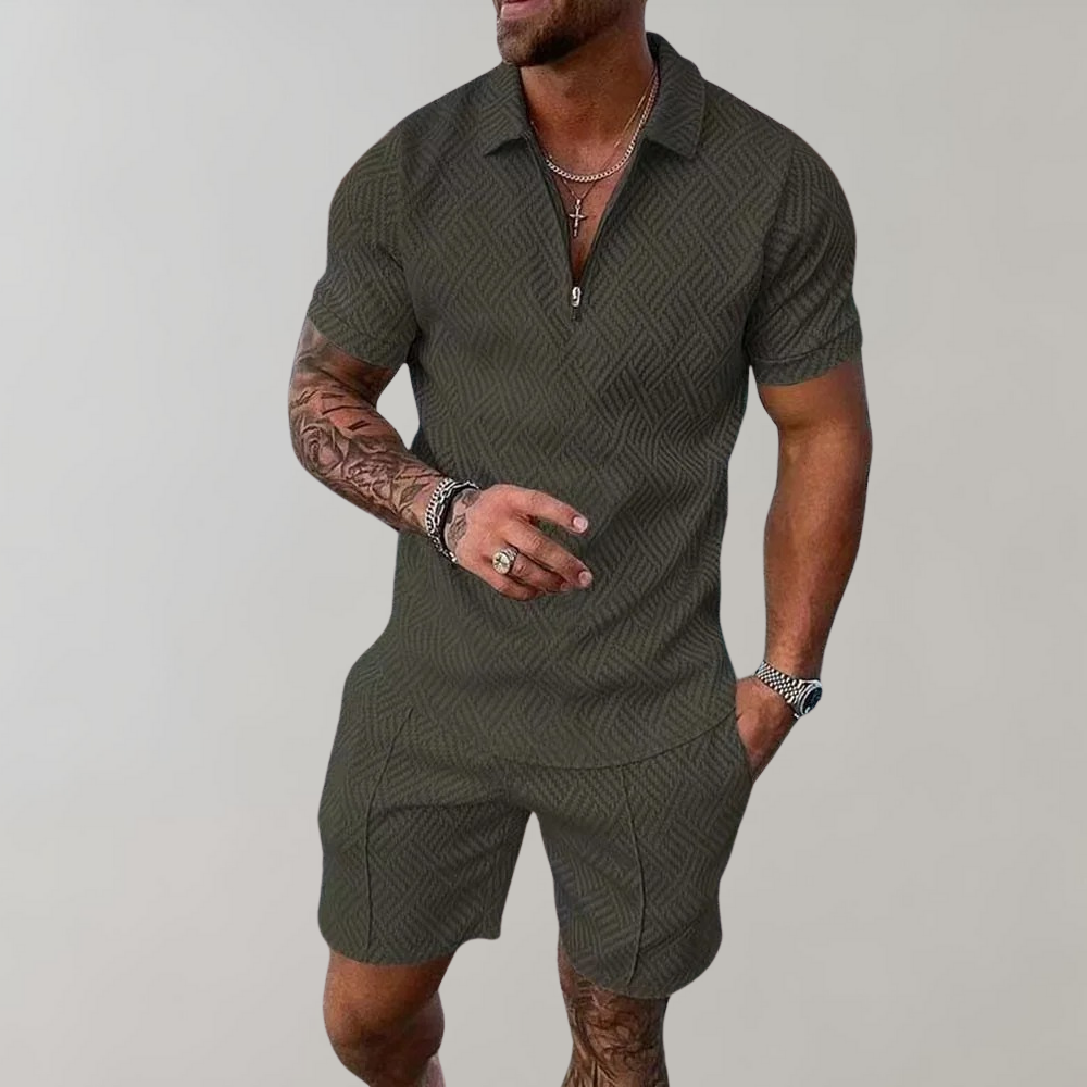 Roman - Polo-style Shorts Set with Zipper for a Comfortable and Sophisticated Look