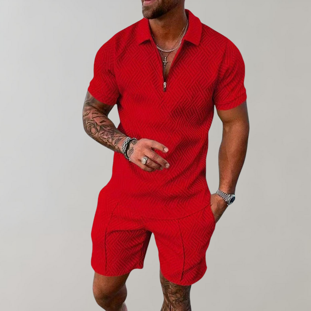 Roman - Polo-style Shorts Set with Zipper for a Comfortable and Sophisticated Look