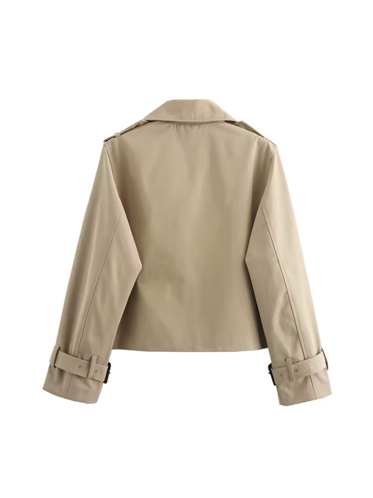 Elegant women's trench coat with a lapel collar and belted cuffs