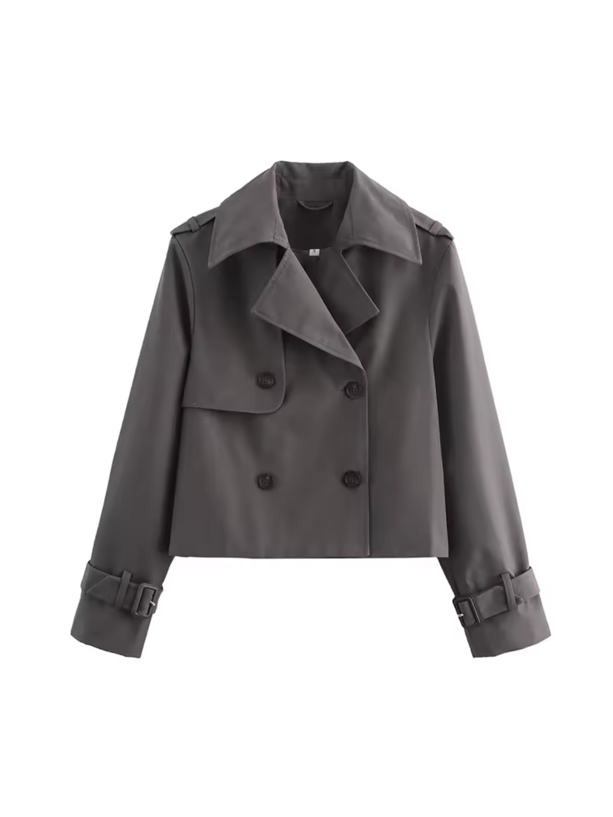 Elegant women's trench coat with a lapel collar and belted cuffs