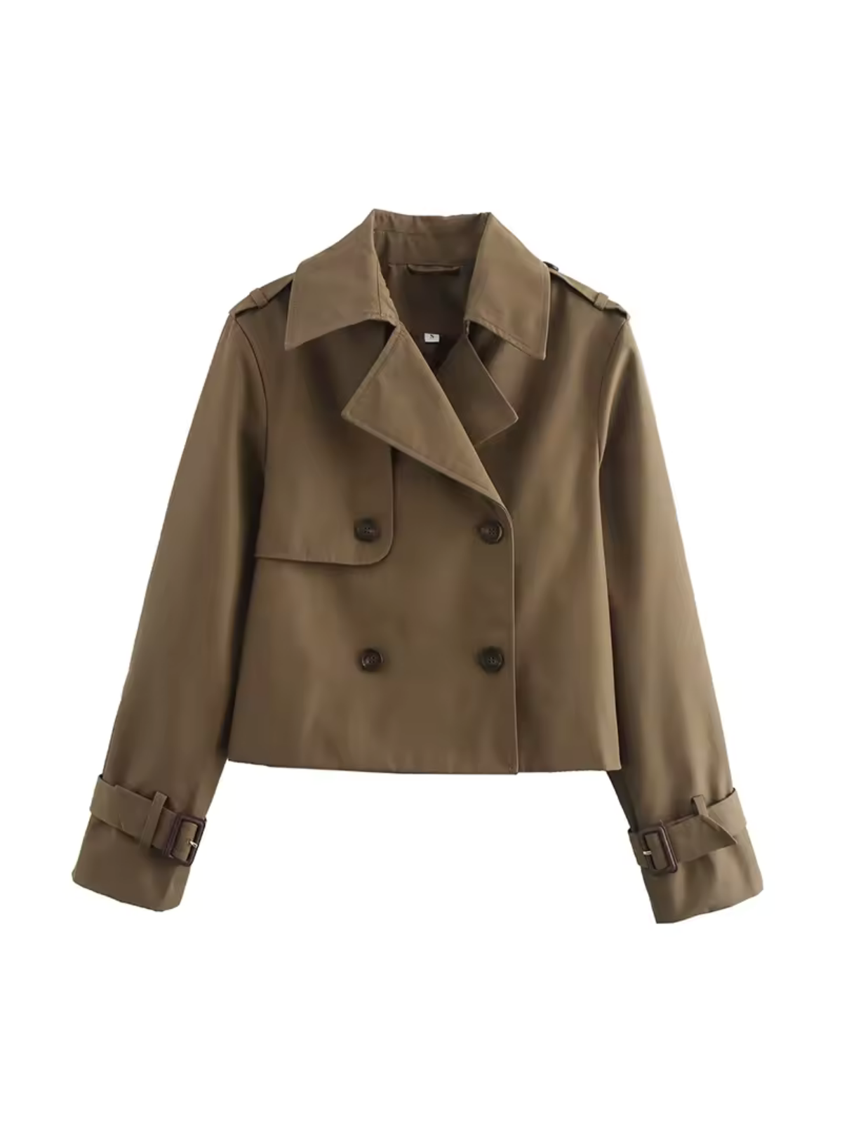 Elegant women's trench coat with a lapel collar and belted cuffs