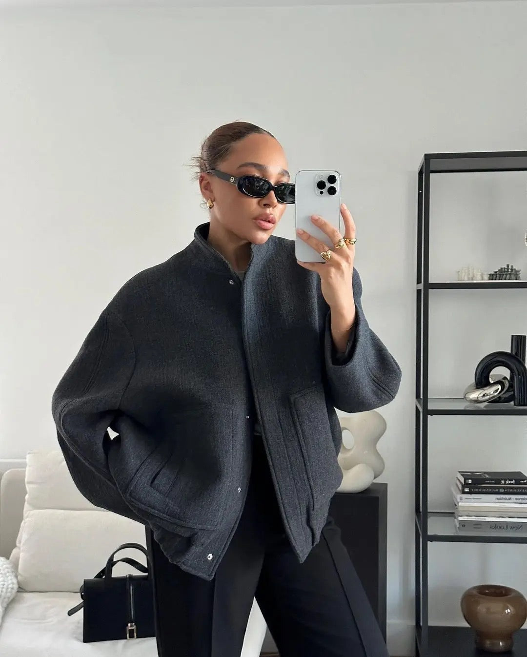 Women's Casual Button-Down Jacket in Ivory