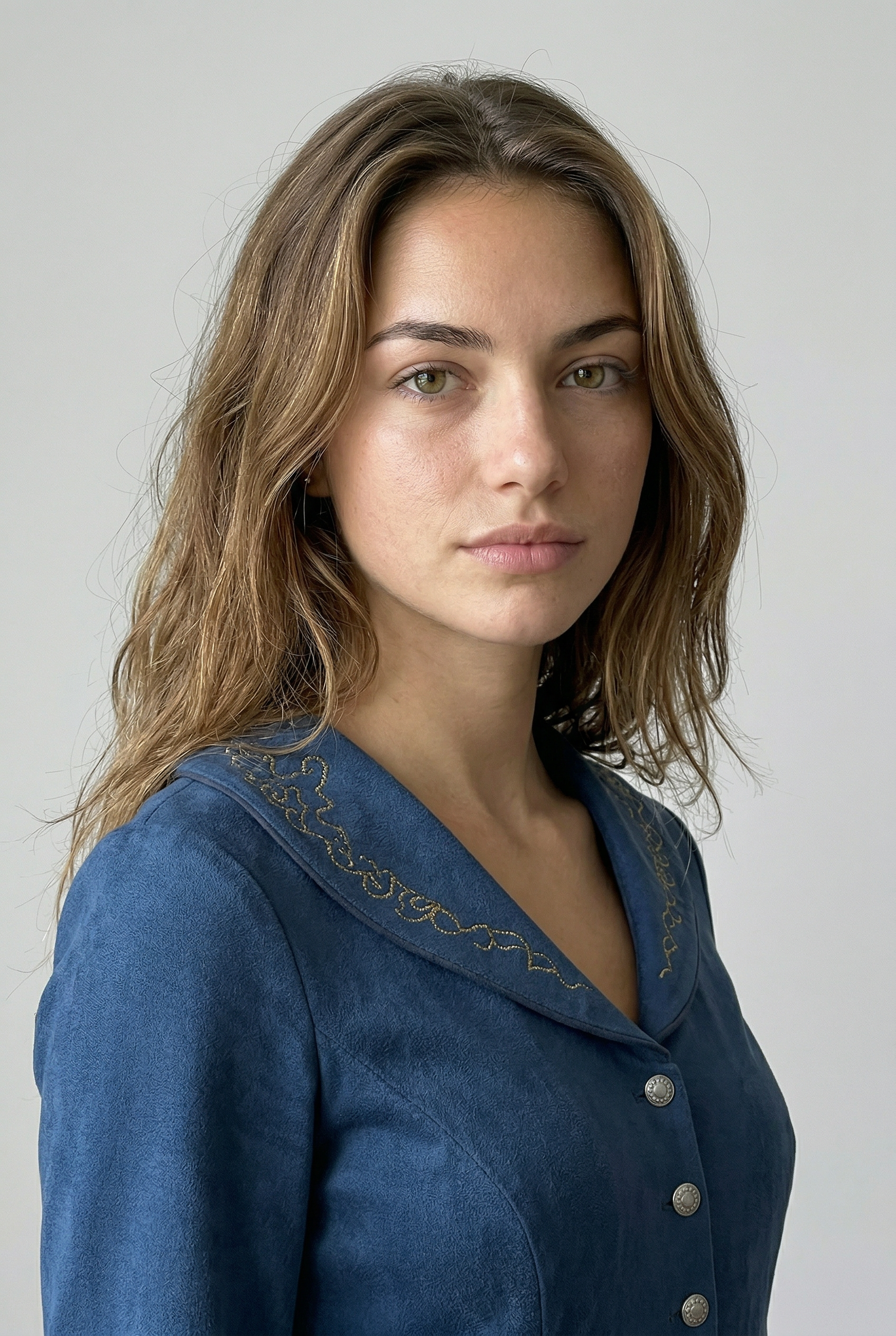 Elegant Retro Embroidered Dark Blue Maxi Dress